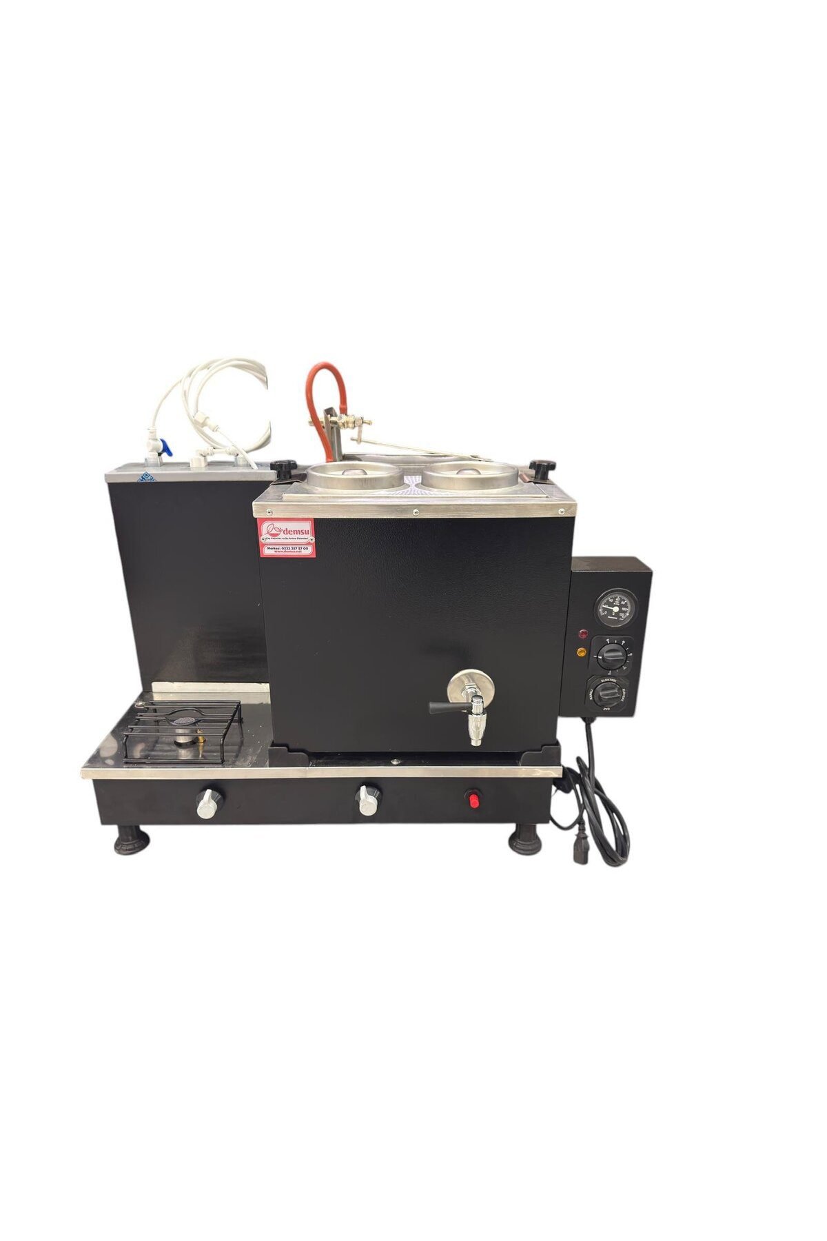 Demsu Plus 2 Demlikli Siyah Elektrik + Gazlı Full Otomatik Çay Kazanı
