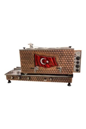 1_org_zoom-412 Meşale 4 Demlikli Antik Bakır Türk Bayraklı Full Otomatik Çay Kazanı