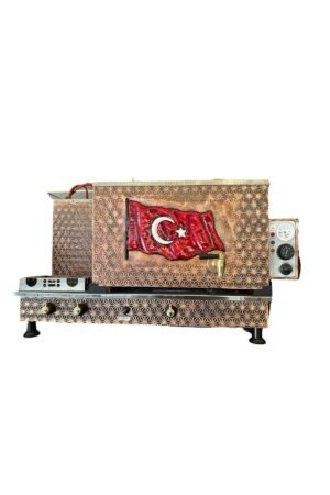 1_org_zoom-420 Meşale 3 Demlikli Antik Bakır Türk Bayraklı Full Otomatik Çay Kazanı