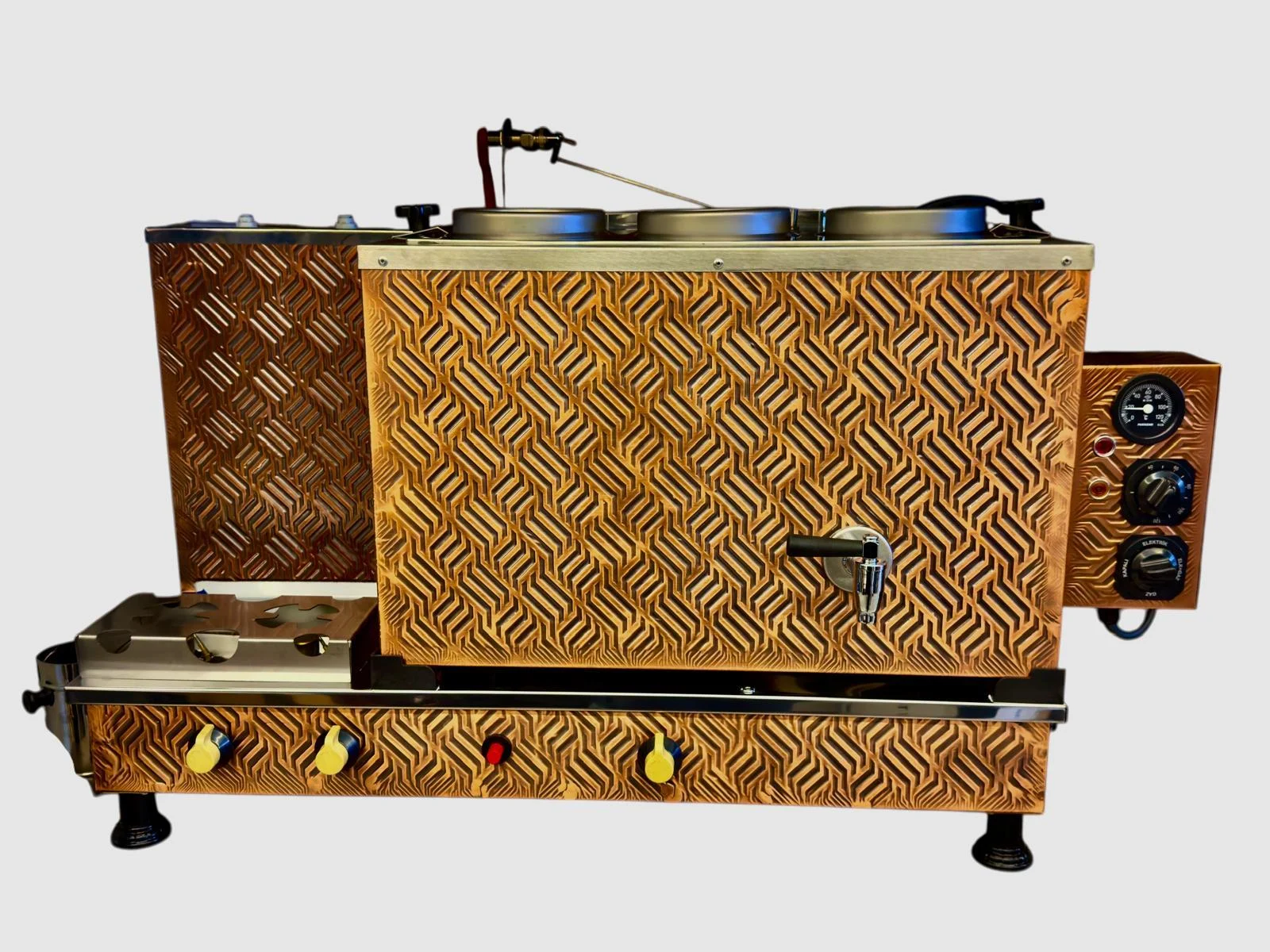 Demsu Plus 3 Demlikli Antik Bakır Labirent Desen Elektrik + Gazlı Full Otomatik Çay Kazanı